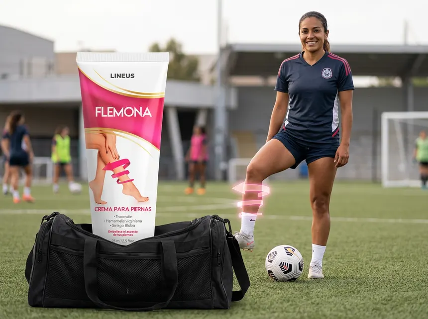 Deportista cuidando sus piernas tras el entrenamiento